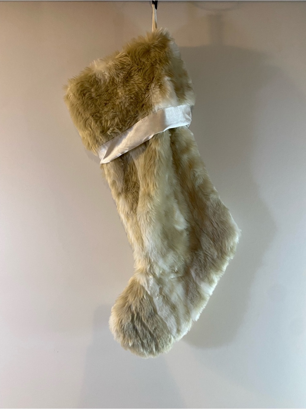 Nicole Miller X-Large White Faux Fur Christmas Stocking